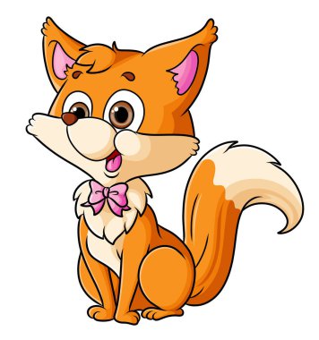 The sweet fox is sitting with the cute expression of illustration