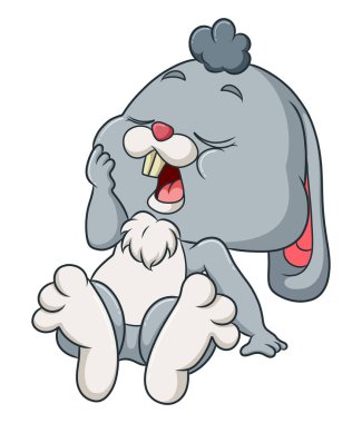 The sleepy rabbit is going to sleep and dreaming of illustration