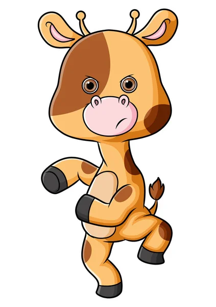 Angry Giraffe Walking Serious Expression Illustration — ストックベクタ