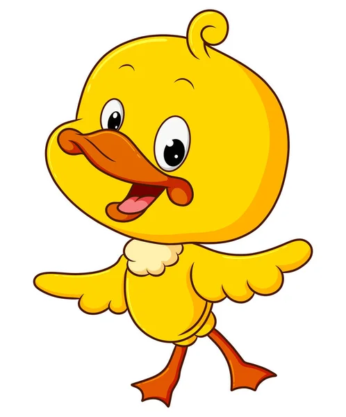 Little Happy Duck Learning Walk Happy Illustration — Vetor de Stock