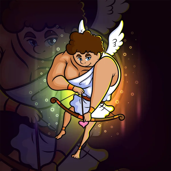 Cupidon Archer Tire Avec Arc Flèche Esport Logo Conception Illustration — Image vectorielle