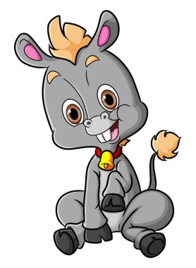 Meraklı at oturuyor ve bir illüstrasyon kamerasına bakıyor