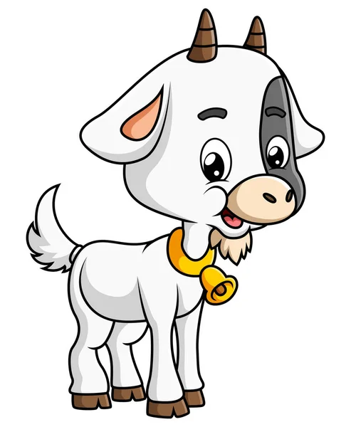 Mała Krowa Nosi Złoty Dzwonek Ilustracji — Wektor stockowy