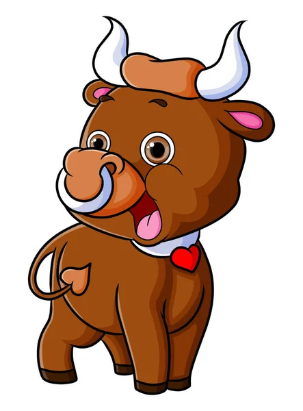 Little Bull Getting Shocked Something Illustration — Stock Vector