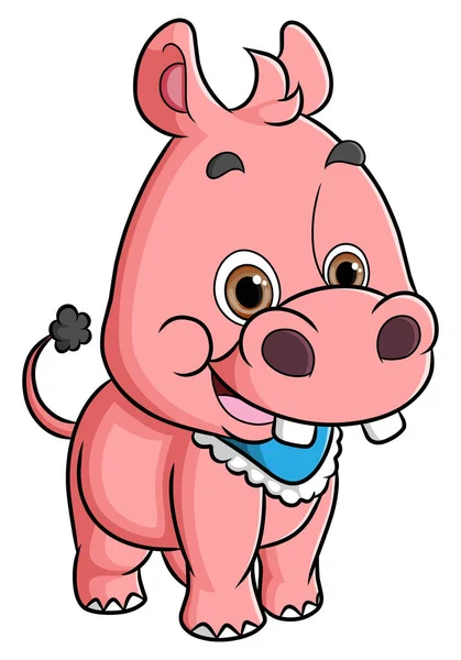 Hippopotame Pose Sourit Avec Joli Visage Illustration — Image vectorielle