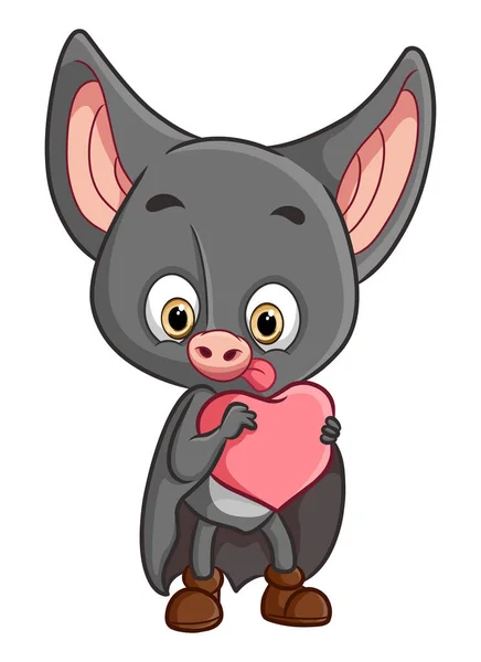 바보같은 박쥐는 그림의 발렌타인을 사랑의 인형을 있습니다 — 스톡 벡터
