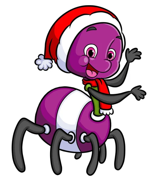 Şirin örümcek Noel Baba atkısı ve resimli şapka takıyor.