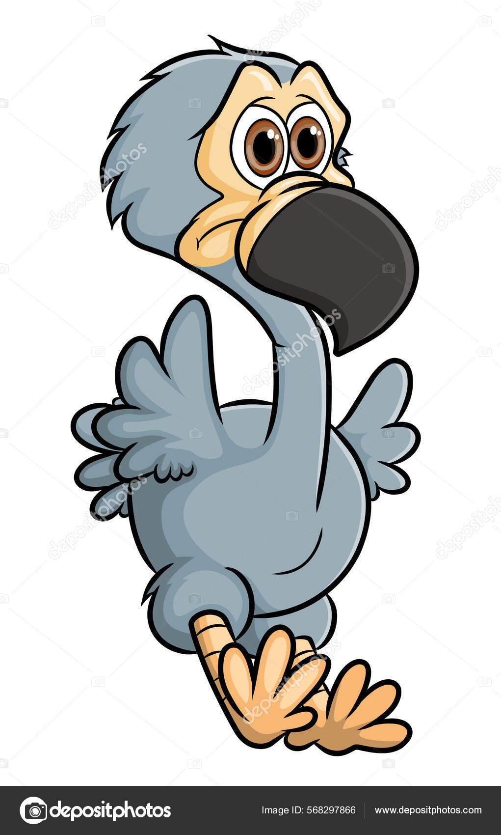 Sad Dodo Bird Feeling Worry Cry Illustration Векторное Изображение.