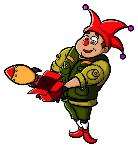 Soldier Clown Rocket Surprise Box Illustration — Image vectorielle