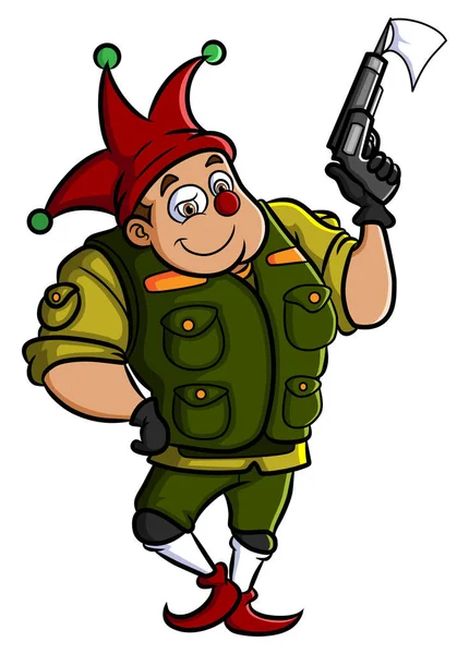 Soldier Clown Surrender Fake Gun Illustration — Vector de stock