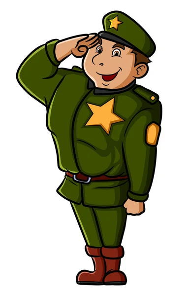 Army Respecting Good Posing Illustration — Archivo Imágenes Vectoriales