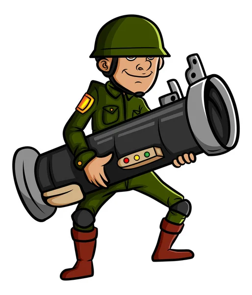 Army Holding Shooting Bazooka Illustration — 스톡 벡터