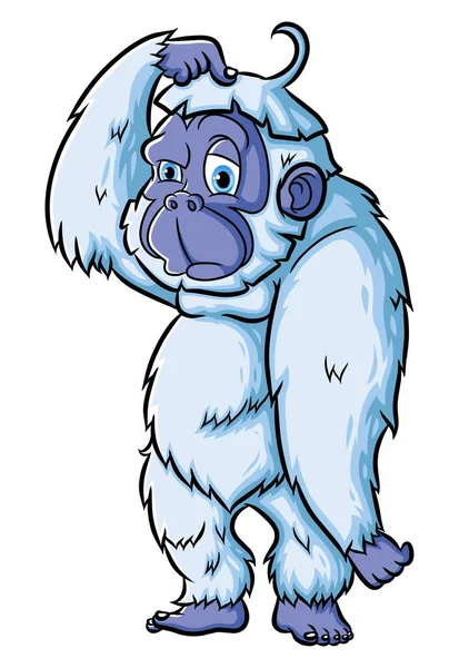 Old Yeti Confused Lazy Illustration — Stock Vector