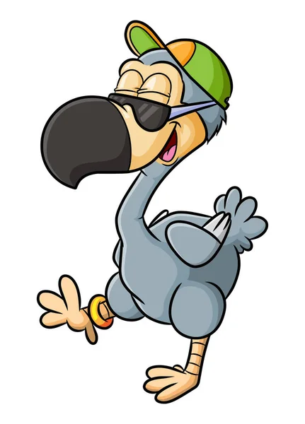 Koele Dodo Vogel Draagt Een Zonnebril Een Kille Illustratie — Stockvector
