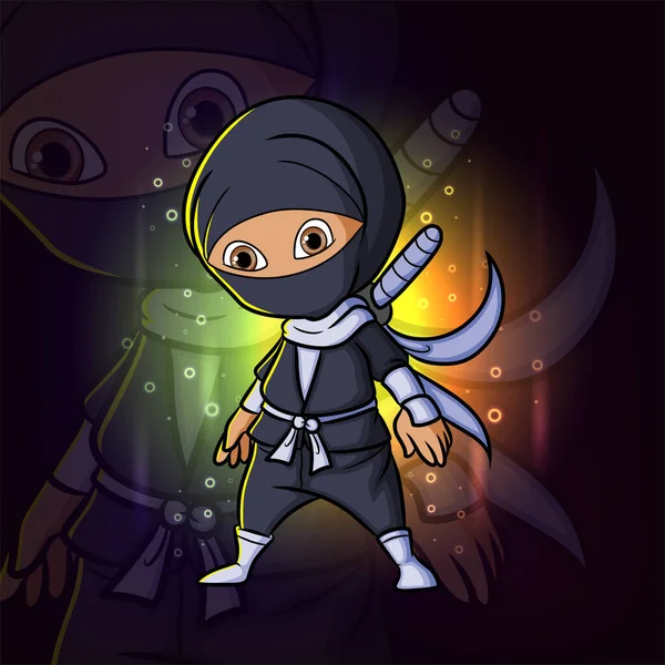 Ninja Katanou Představuje Logo Designu Maskota Esportu Ilustraci — Stockový vektor