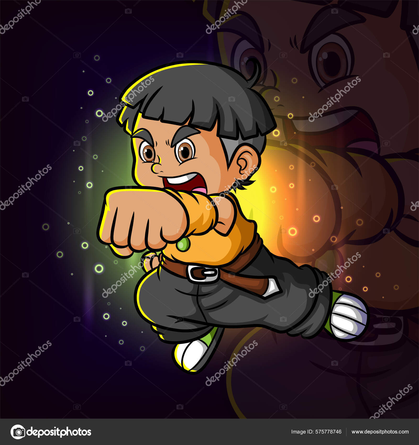 Anak Keren Itu Memberikan Pukulan Dengan Kekuatan Yang Kuat Esport Vektor  Stok oleh ©21studiodesign2020@gmail.com 575778746, image size:1600x1700