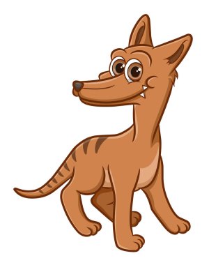 Tatlı Tazmanya sürünüyor ve resimde gülümsüyor.