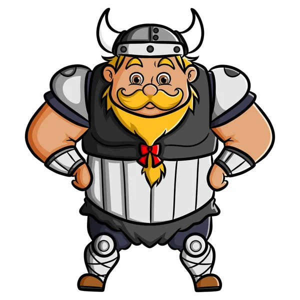 Giant Boy Viking Standing Welcoming Illustration — Stock Vector