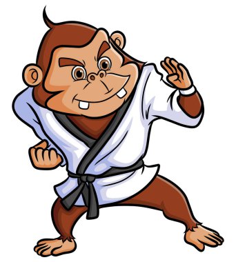 The strong chimpanzee as the professional karate of illustration