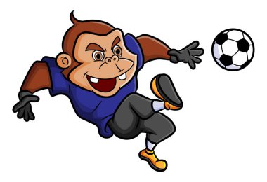 The strong chimpanzee as the professional soccer player of illustration