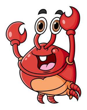 The happy crab is so excited and only has one tooth of illustration