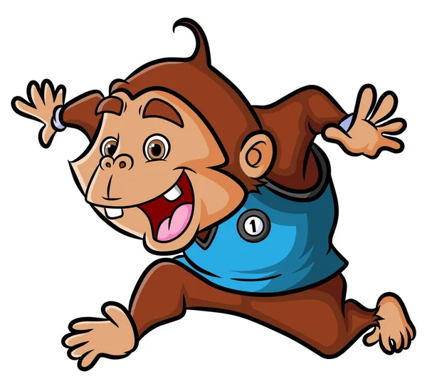 Chimpanzee Running Very Fast Competition Illustration — Vector de stock