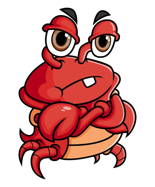 Angry Crab Crossing Claw Giving Bad Expression Illustration — Stock Vector