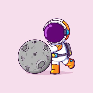 Astronot uzay kayasını galaksideki bir gezegende itiyor.