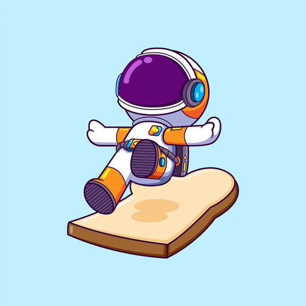Astronauta Sta Saltando Cadendo Pane Con Stile Illustrazione — Vettoriale Stock