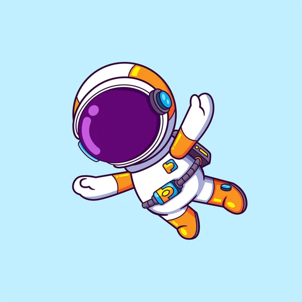 stock vector The astronaut is jumping down from the plane and flying in the sky of illustration