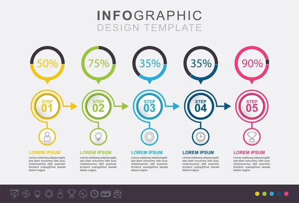 Infographic Steps Business Financial Element Management Target Various Statistics Work — Vector de stock