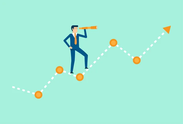 Leadership Business Challenge Worker Graph Good Earnings Chart Seeking Profit — Archivo Imágenes Vectoriales