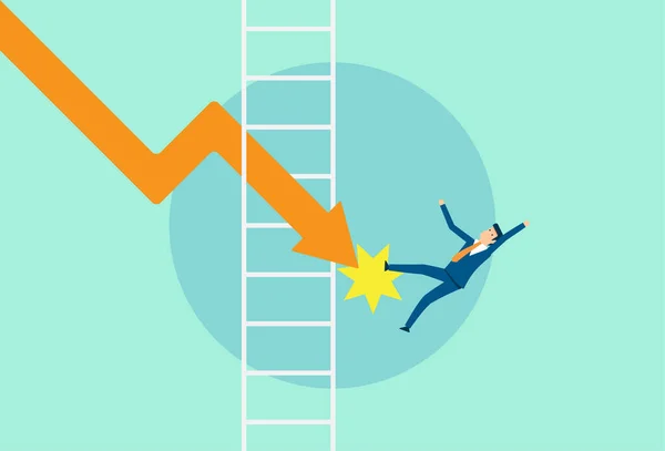 Aspiration Businessman Falling Stair Cases Career Position Investor Losing Money — Stock vektor