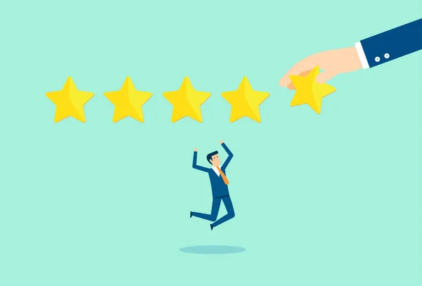 Klantfeedback Sterren Rating Business Belegging Rating Zakenman Toegevoegd Aan Sterren — Stockvector