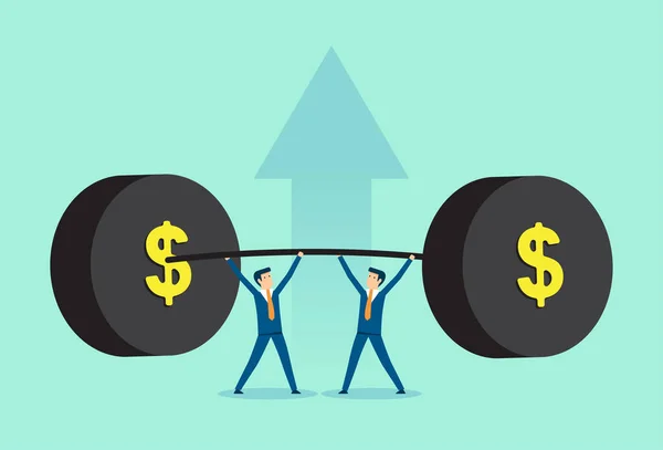 Power Business Teamwork Corporate Business Success Making Money Work Weightlifting — Vetor de Stock