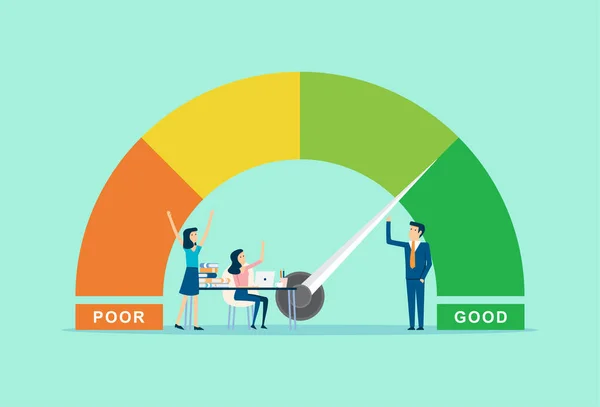 Businessman Point Performance Chart Good Work Performance Customers Give Good — Stock Vector