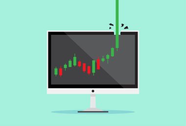 Bitcoin market was hit by a high price, Investing in the stock market and crypto currency, stock price up, buy cheap
