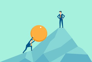 Businessman standing on exploring direction, efforts to get to the top, business direction, business success