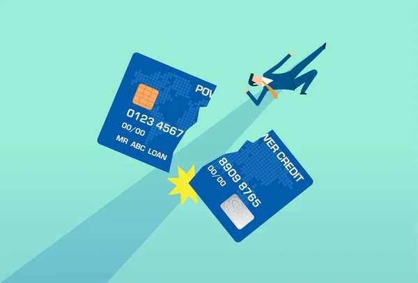 Kreditkortssax Som Medför Framtida Skulder Misstag Som Orsakar Förlorade Affärer — Stock vektor