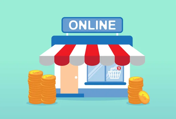 Çevrimiçi Mağaza Işi Büyüyor Çevrimiçi Ürün Satmaya Başlayın Çevrimiçi Dükkan — Stok Vektör