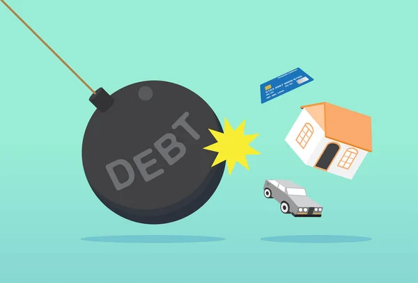 Stress Portemonnee Dragen Schuldenlast Schuld Belasting Financiële Problemen Besparingen Bank — Stockvector