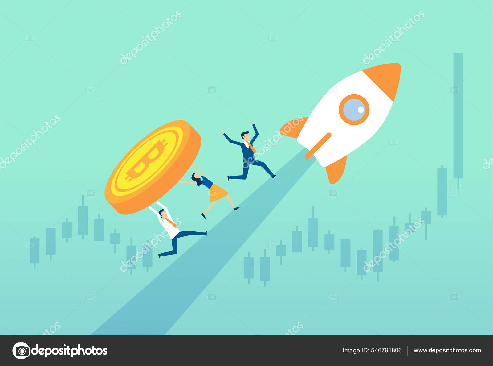Crypto Currency Graph Flying High Moon Rocket Stock Make Profit Stock  Vector by ©Ja_inter 546791806