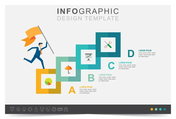 Plantilla Infografía Moderna Plantilla Infografía Negocios Presentación Paso Objetivo Conjunto — Archivo Imágenes Vectoriales