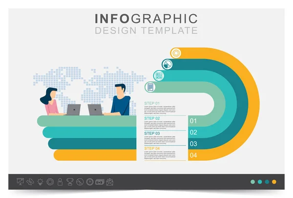 Σύγχρονη Infographic Πρότυπο Παρουσίαση Επιχειρήσεων Infographic Πρότυπο Βήμα Προς Στόχο — Διανυσματικό Αρχείο