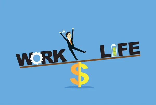 Empresario Que Mantiene Equilibrio Entre Trabajo Vida — Vector de stock