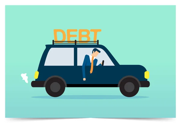 Conceito Dívida Carro Problema Financeiro Carro Que Transporta Texto Dívida — Vetor de Stock