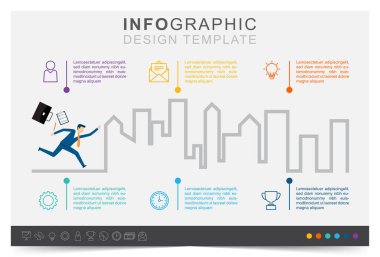 Şehirdeki iş, modern bilgi şablonu, sunum işi bilgi şablonu, simge seti