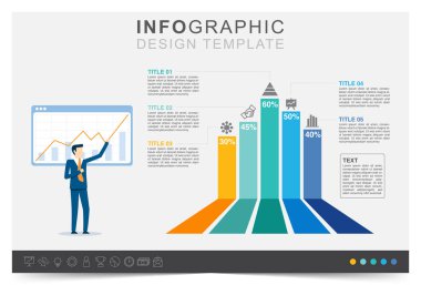 Infographic show iş istatistikleri, finansal unsur, iş veri yönetimi, çalışma planı, simge seti