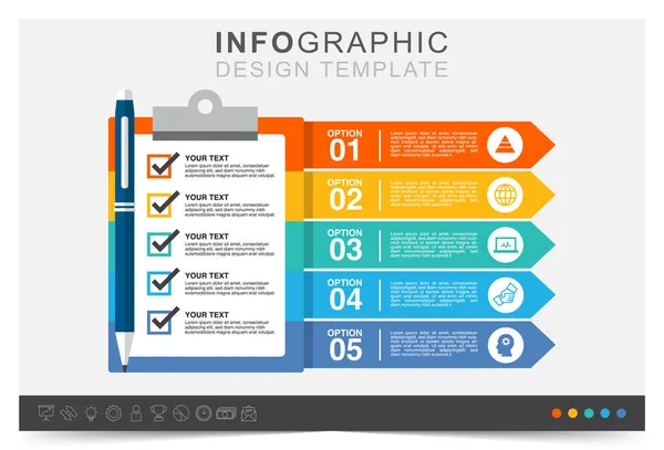 Liste Vérification Infographique Élément Financier Gestion Cibler Plan Travail Données — Image vectorielle