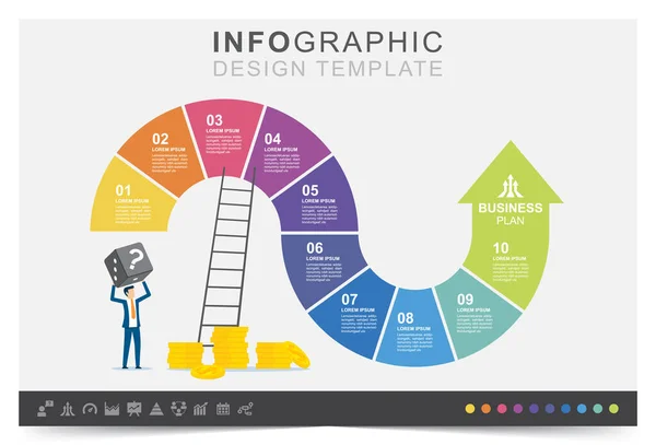 Μοντέρνο Infographic Πρότυπο Παρουσίαση Επιχειρήσεων Infographic Πρότυπο Επιχειρηματικό Παιχνίδι Σύνολο — Διανυσματικό Αρχείο